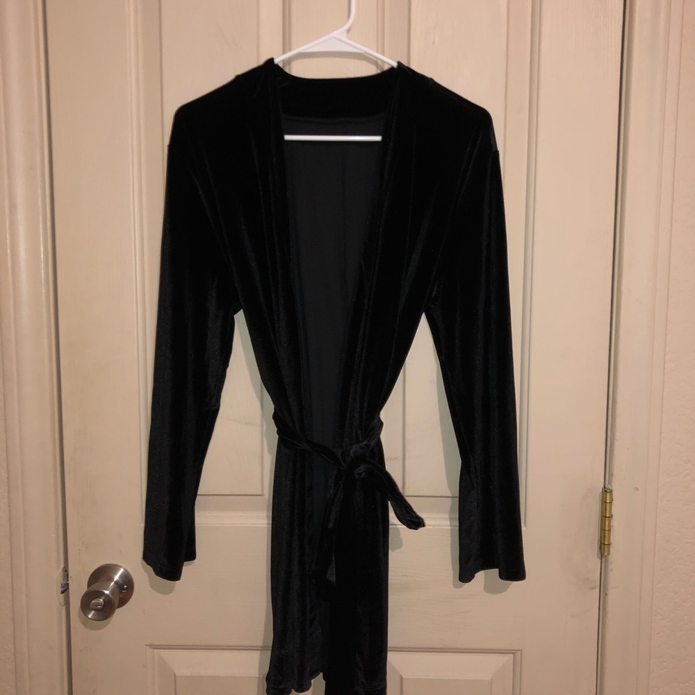 Forever 21 black velvet robe.